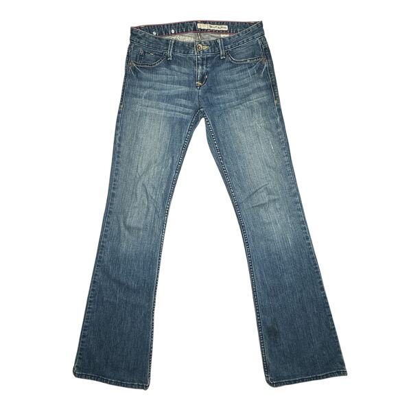 Vtg DKNY Jeans Womens 27 Blue Times Square Flare Low Rise Denim Western Boot Y2K - Picture 1 of 9